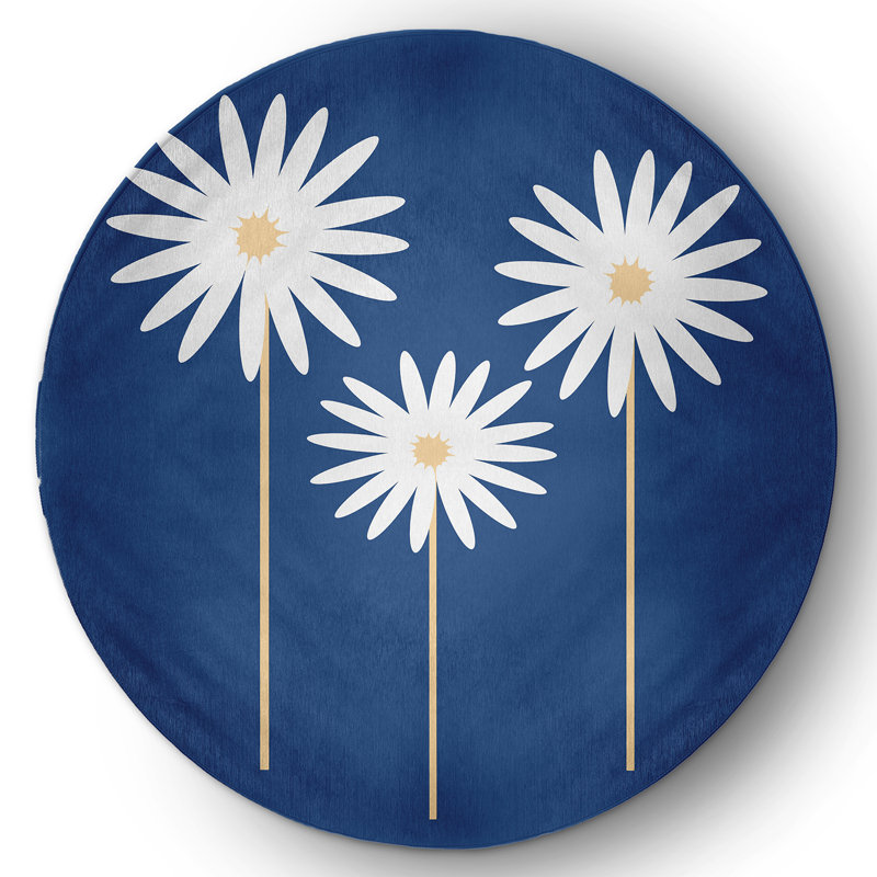 Altom Chenille Floral Indoor Rug, Round 5'