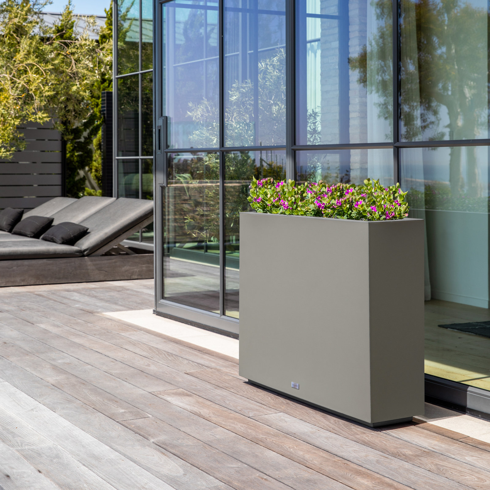 Block Series Planter Box, Gray, 30” H x 38” W x 10” D