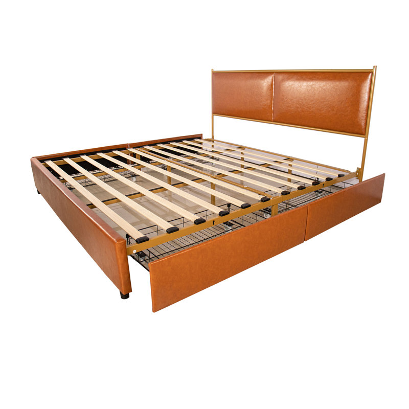 Lit plateforme avec rangement Hiers, Très grand, Café