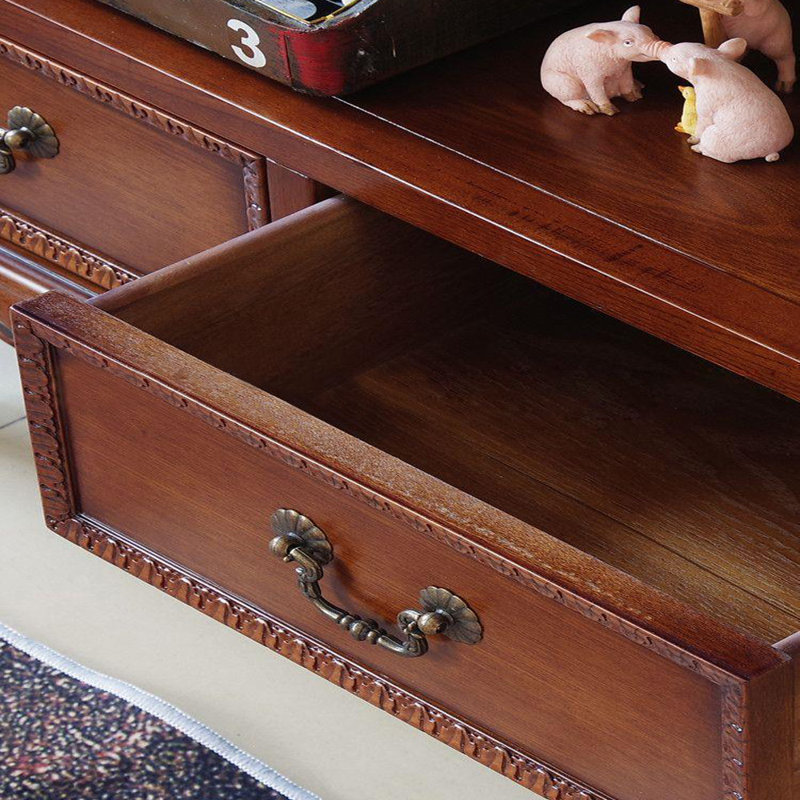 Vintage Solid Wood Ccarving Brown Bookcase