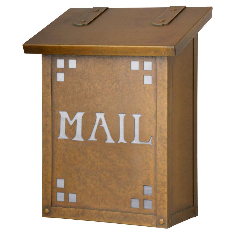 Pasadena Brass Wall Mounted Mailbox, Wispy White, Warm Brass
