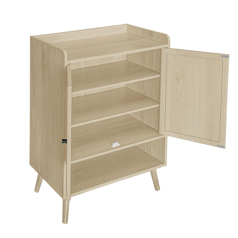 Étagère à chaussures 2 portes, armoire de rangement pour chaussures moderne autoportante