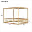 Lit double au sol, structure à baldaquin en bois d'hévéa avec garde-corps de sécurité, idéal pour la chambre à coucher
