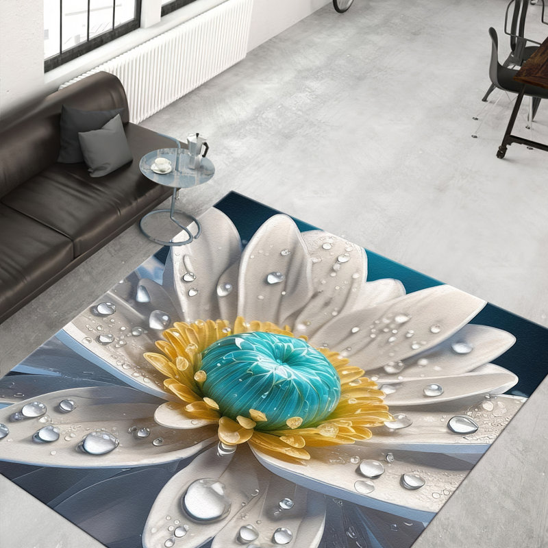 Large Abstract Non-Woven Soft-Printed Rug with Vibrant Multicolor Geometric Design for Modern Home Decor, Square 3'7"