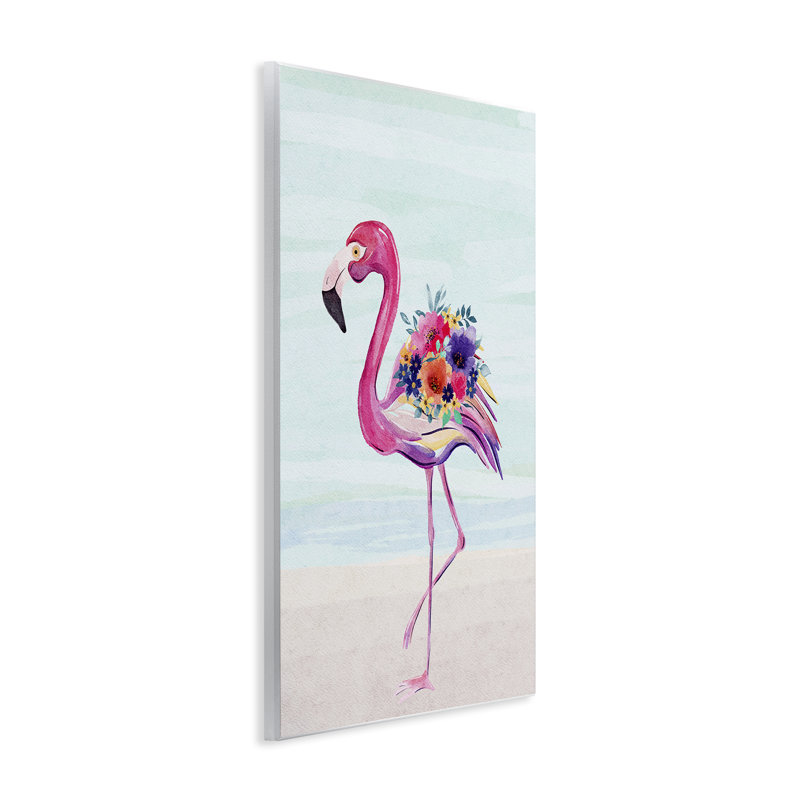 Art floral sur plaque de flamant rose par JJ Design House LLC, H 15 po x l 10 po