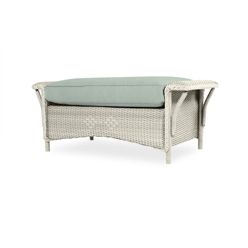 Nantucket Outdoor Ottoman, Flagship Lapis Sunbrella®, Linen