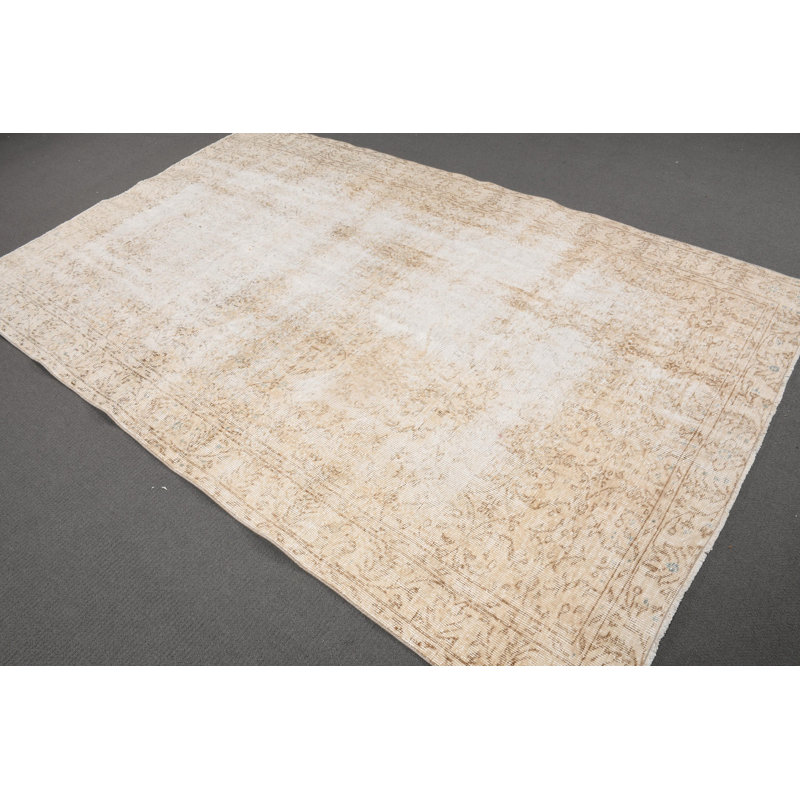 Grand tapis turc rétro Anatolian avec motif oriental beige pour les espaces de salon