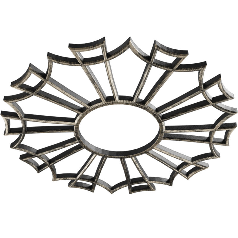 Médaillon de plafond 34 po x 34 po x P 12 po x P 1 po Augustus, H 36 po x l 36 po x P 1 po, Argenté antique chaleureux