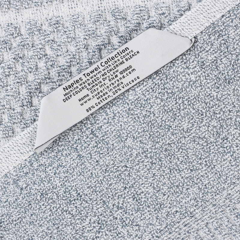 Ensemble de serviettes 6 pièces en mélange de coton et viscose Naples, Bleu denim