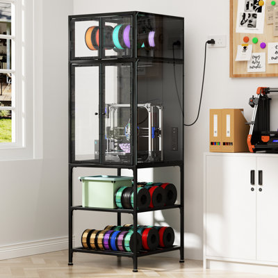 Armoire pour imprimante 3D avec rangement pour filament double couche, barre en forme de T, réduction du bruit et preuve pour l'organisation de bureau avec réduction, support de rangement, bar
