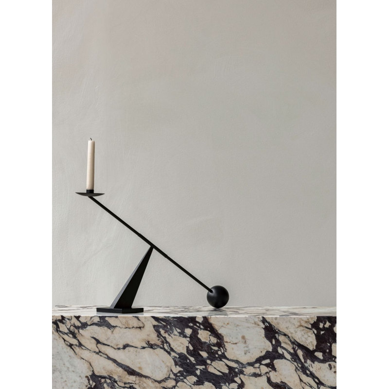 Interconnect Candlestick, 10.04" H x 16.73" W x 3.54" D, Black