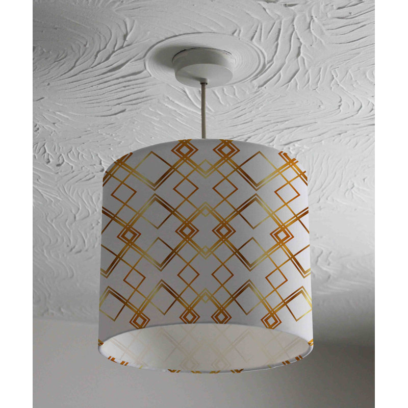 Cotton Drum Pendant Shade ( Uno ), 22cm H x 25cm W x 25cm D