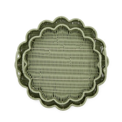 Ensemble de 2 plateaux de service ronds en osier 4,5 po