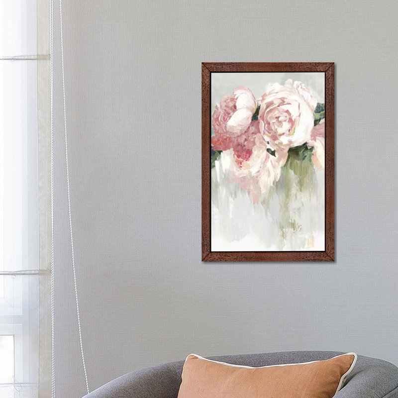 Peonies 1 Piece Wall Art on Canvas, 101.6 cm H x 66.04 cm W, Brown Framed