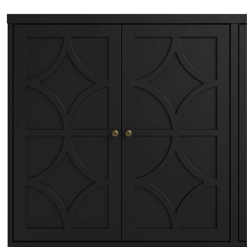 Sideboard Cabinet With 4 Doors Set Of 2, Black