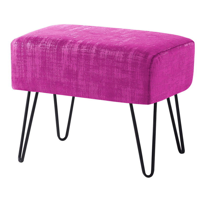 Alegre Velvet Ottoman, Raspberry Rose Velvet