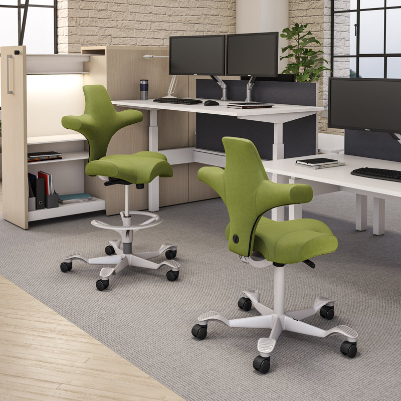 Fauteuil réglable en position assise / debout HœG Capisco, Blanc, Green Apple, Sit-to-Stand