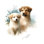 «Artistic Pups With Florals» sur toile