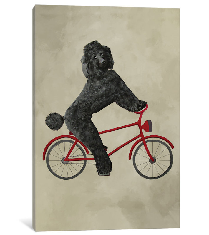 « caniche on bicycle », reproduction d’art sur toile, H 18 po x l 12 po x P 1,5 po