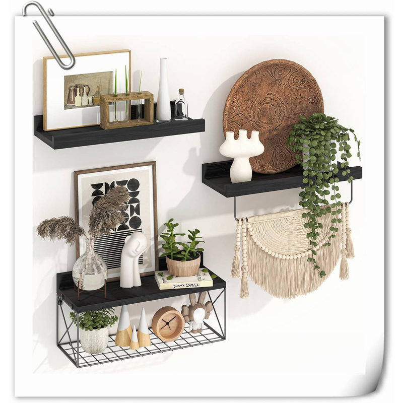 Kaiel 4 Piece Wood Floating Shelf