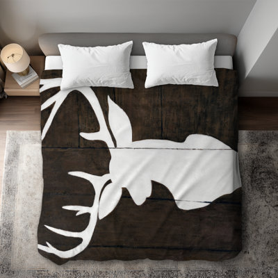 Scandinavian Deer Silhouette King Duvet Cover - Home Decor