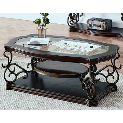 Table basse avec plateau en verre transparent, tablette, pieds en métal, verre froid et chic