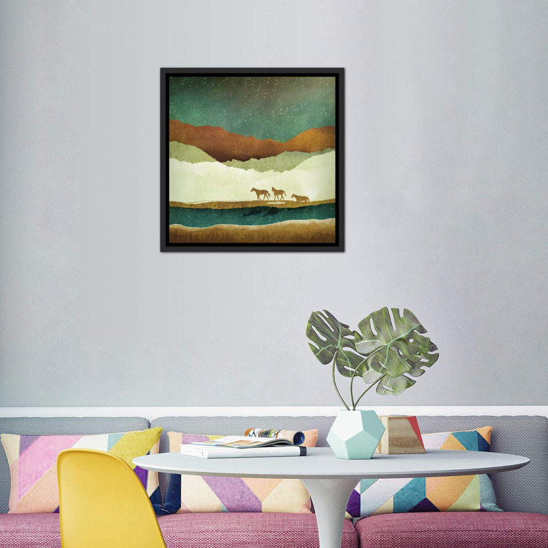 " Stary Range ", Distressed Black Floater Framed, 37" H x 37" W x 1.5" D