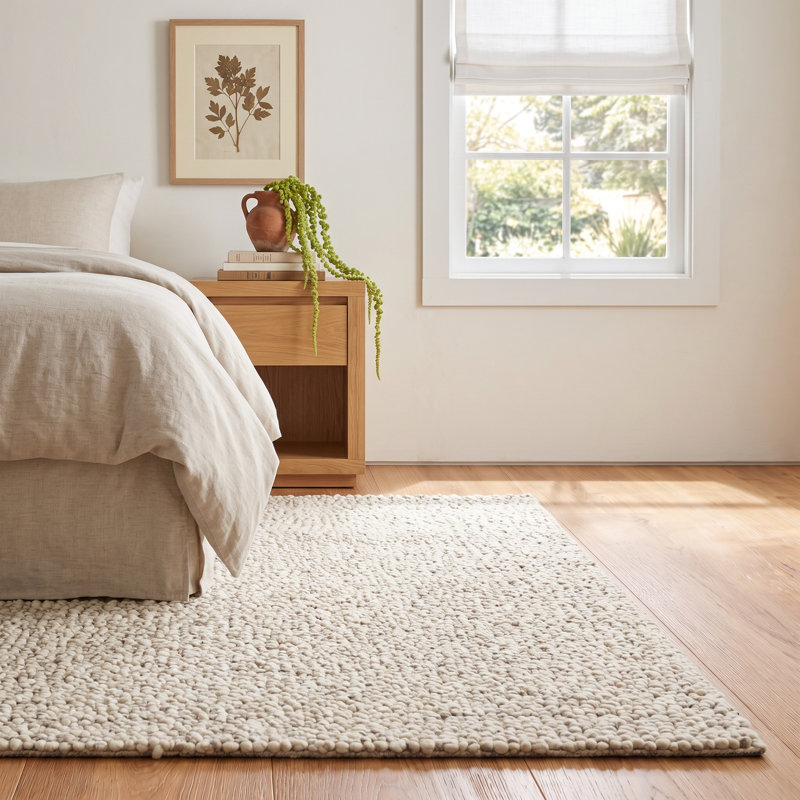 Charter Hand-Knotted Wool Ivory Area Rug, Rectangle 2' x 3'