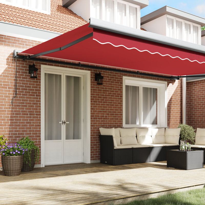 Longshore Tides Retractable Patio Awning, Light Grey/Grey, 500 cm W x 300 cm D