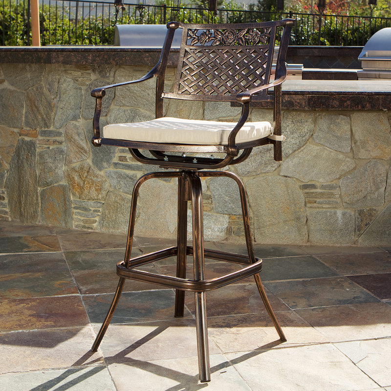 Almira Metal Outdoor 29.5'' Bar Stool with Cushion