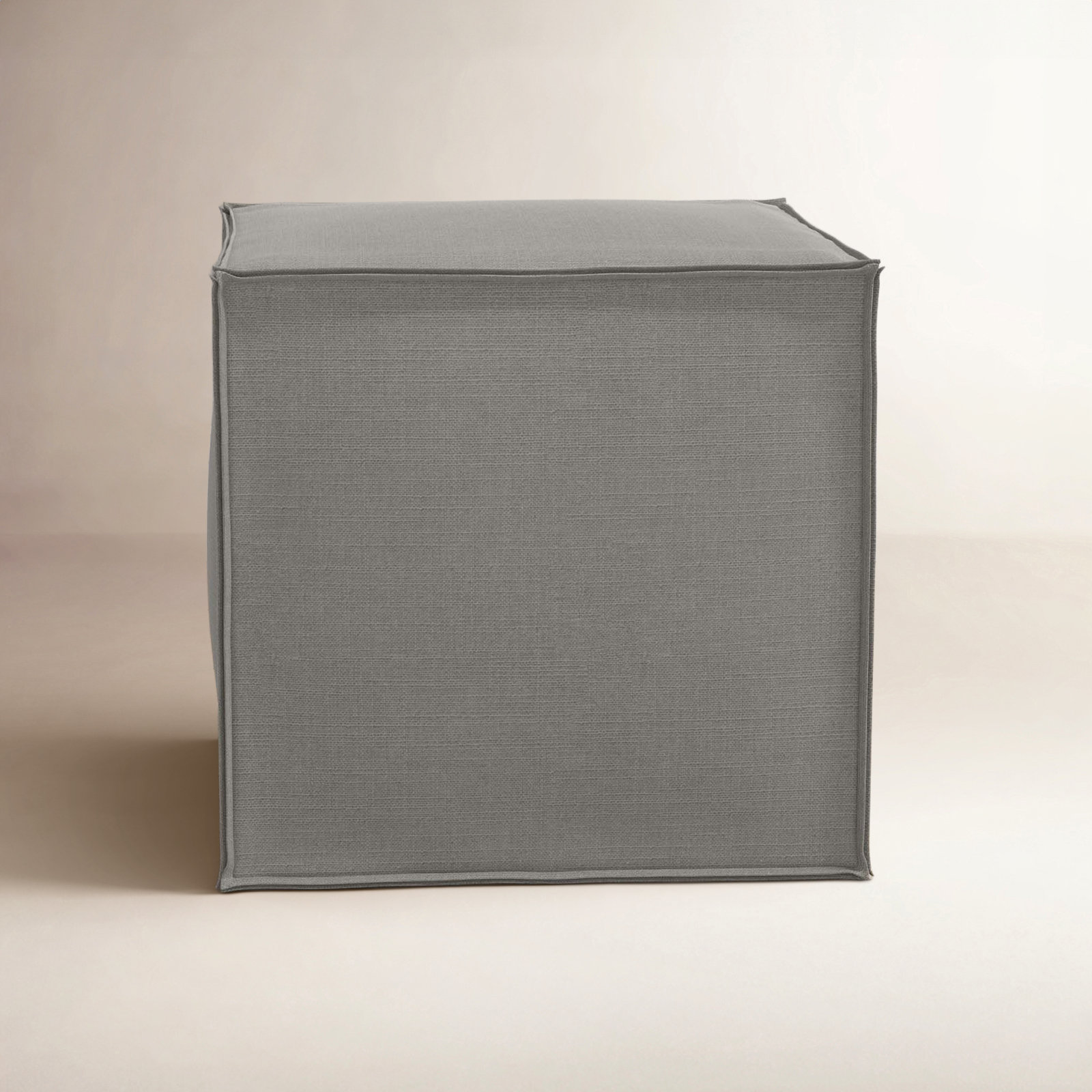 Tillie Upholstered Pouf, Classic Grey Linen