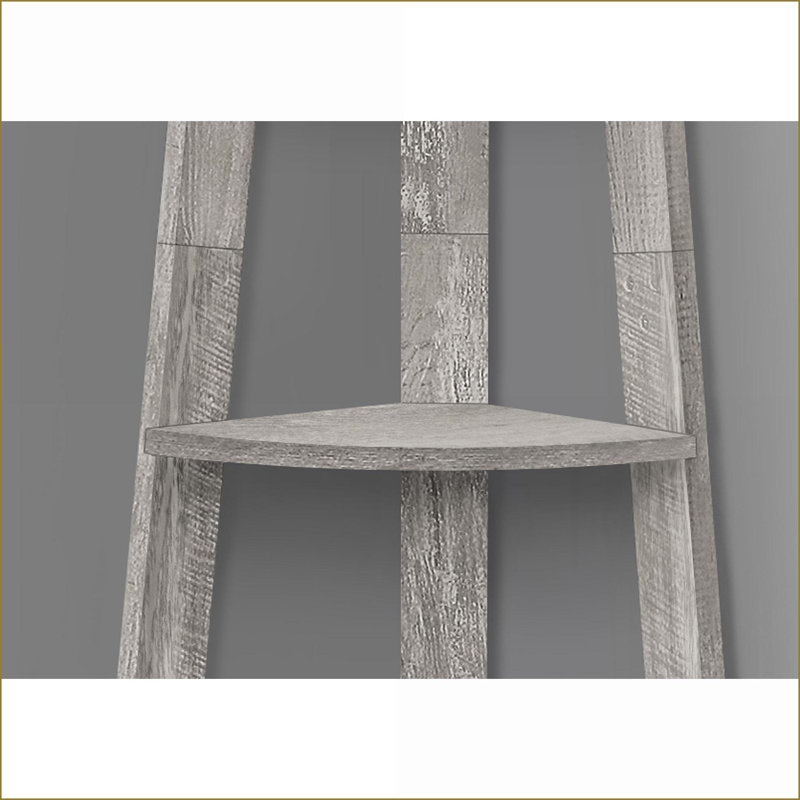Bibliothèque à 5 niveaux d'angle contemporain gris ardoise stratifié H 72 po | Gris | Panneau de particules