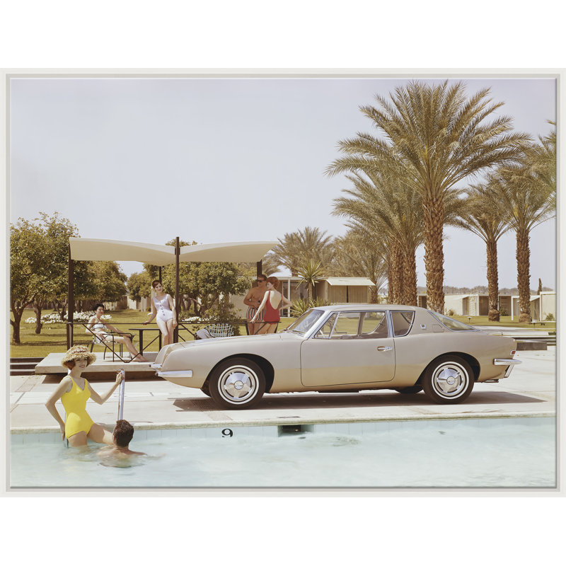 Friends Having Fun Near Pool Giclee Print, White, 37.5" H x 45.25" W x 1.25" D, White