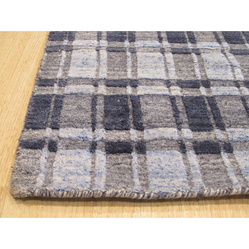 Tapis bleu en soie de bambou Southwell