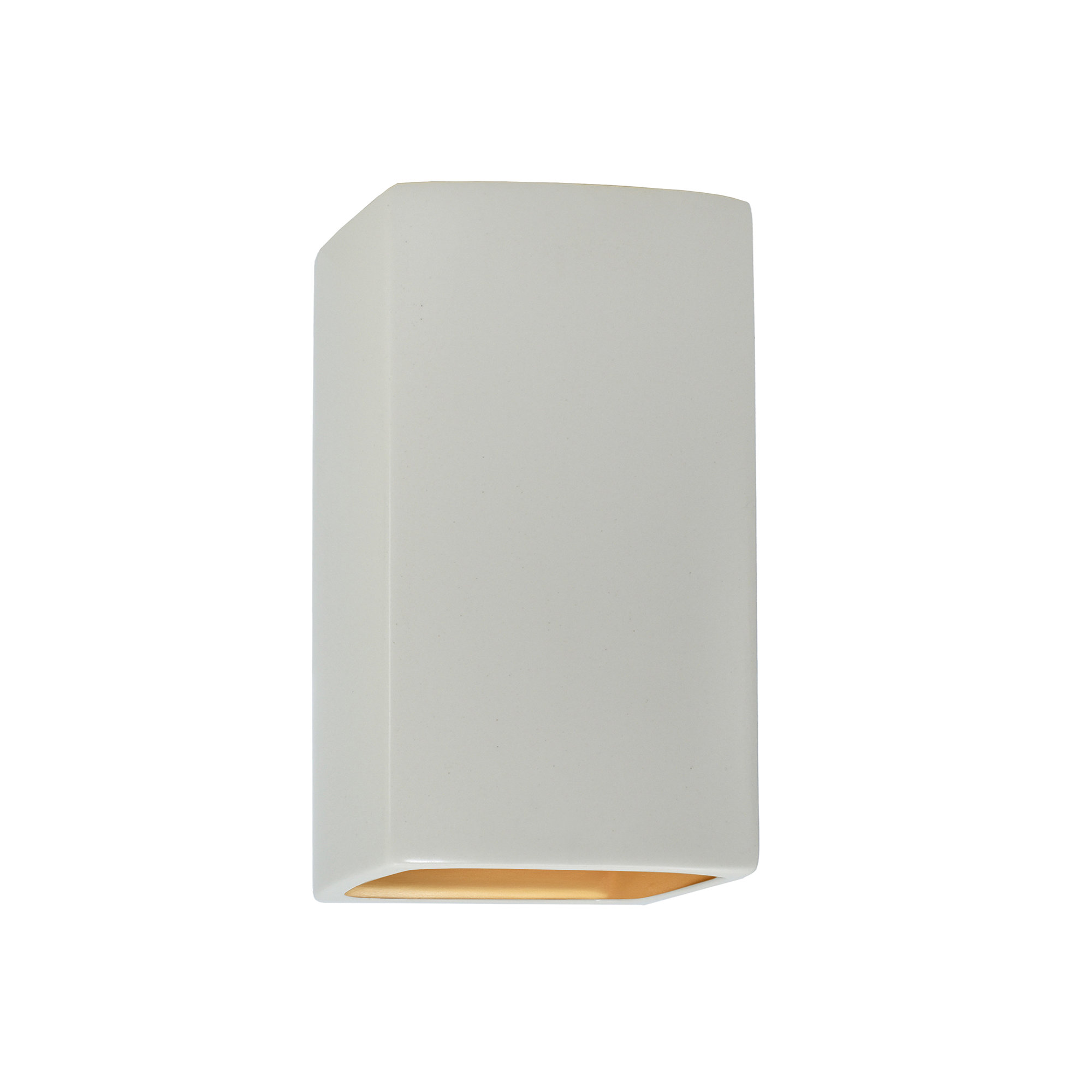 Nomad Outdoor Ceramic LED Wall Light, Matte White/Champagne Gold, Integrated LED, 9.5" H x 5.25" W x 4.5" D