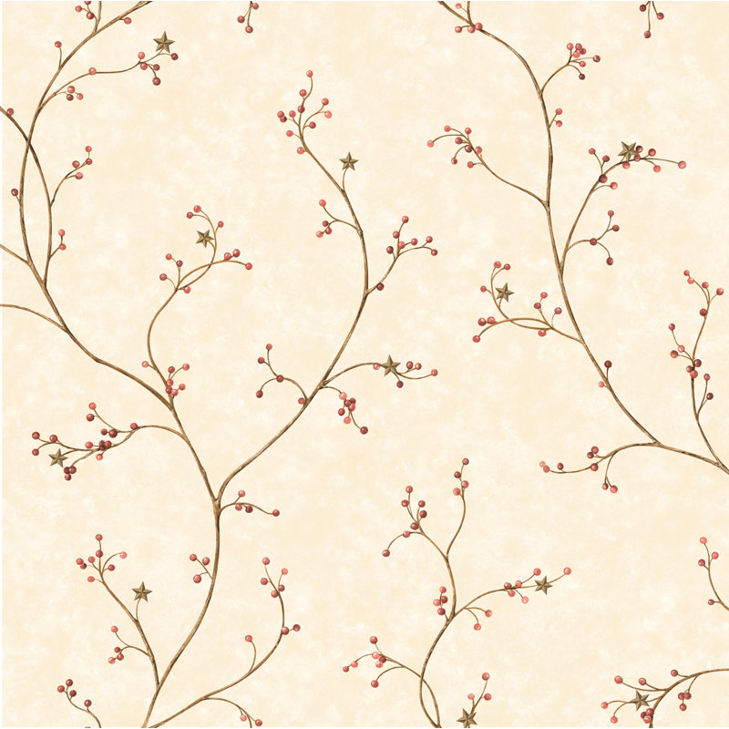 Rouleau de papier peint L 33 pi x l 20,5 po Bishop Star Vine, Rouge foncé, Vinyle