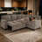 Muli 3-Piece Brown Chenille Sectional Sofa Sleeper with Storage and USB Charge-1306050447