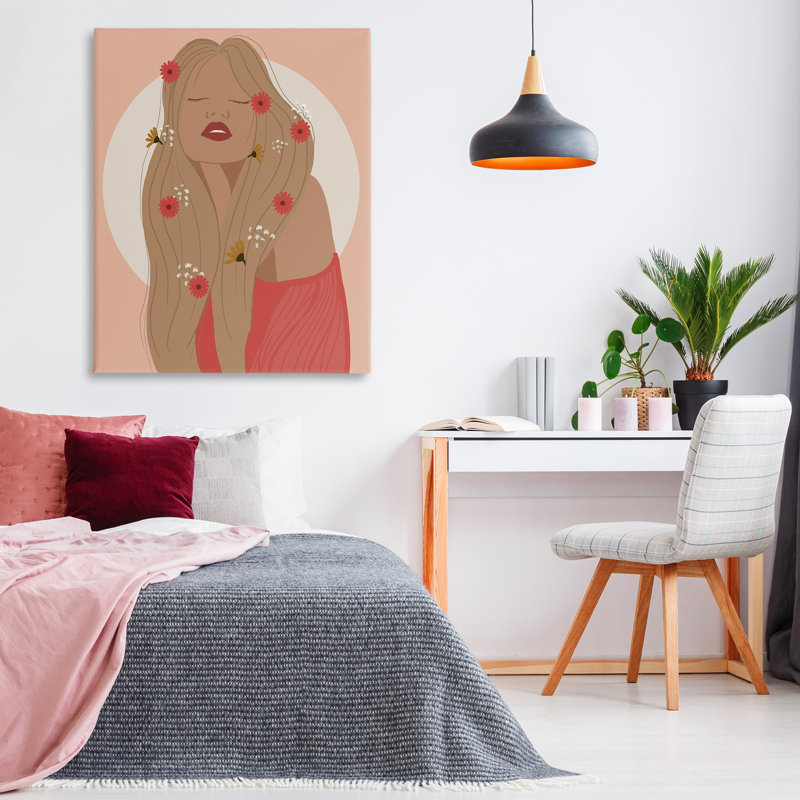 «Hippie Boho Girl», art mural sur toile par Chen Alyesh, H 48 po x l 36 po
