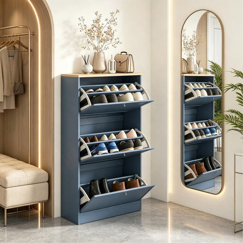 Étagère à chaussures fonctionnelle, meuble à chaussures élégant, unité de rangement pour chaussures, organisateur d'entrée gain de place