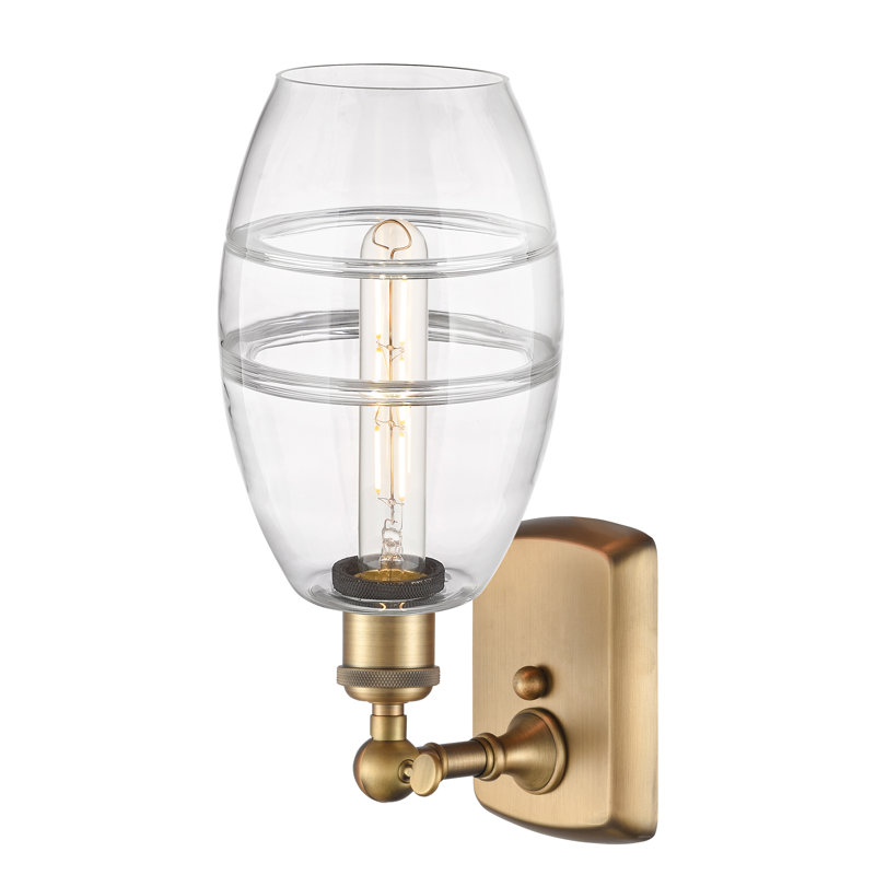 Applique murale en acier Bettylou, Laiton brossé, H 9,13 po x l 5,88 po x P 7,06 po, Transparent