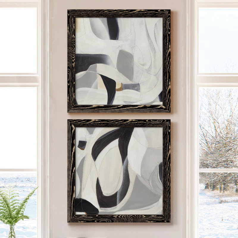 La recherche - ensemble de 2 reproductions d'art sur toile, Cadre noir, H 20 po x l 40 po x P 1,5 po