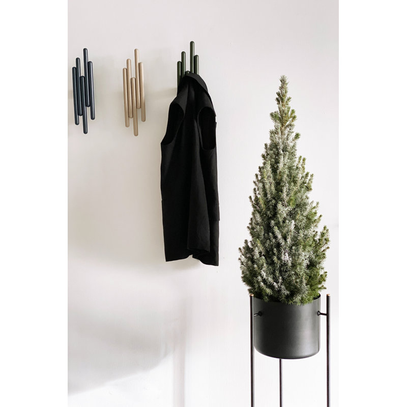 Aluminium Wall 6 - Hook Wall Mounted Coat Rack, Black