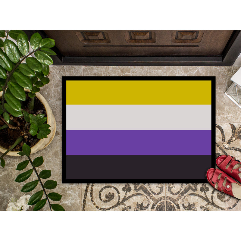 Tapis de porte USA Gay Pride, l 18 po x L 27 po, Fierté non-binaire