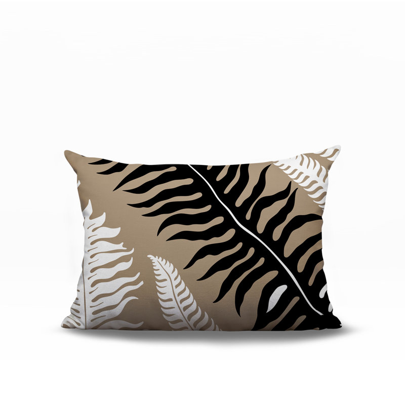 Oreiller rectangulaire réversible intérieur / extérieur Glo Wild Ferns, Beige, Rectangle H 14 po x l 20 po
