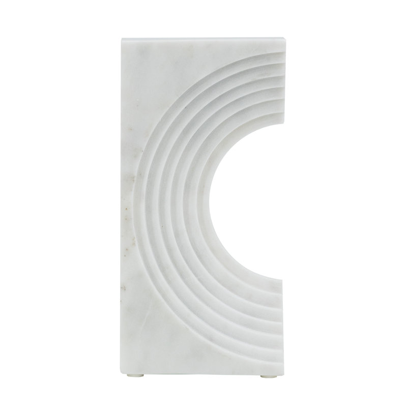 Marble Roman 'C' Shaped Sculpture - 10x2x5" - White