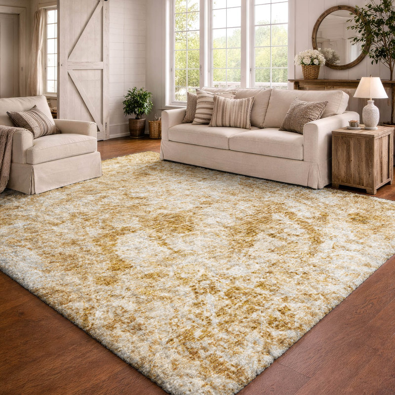 Tapis à poil long de qualité supérieure lavable à la machine ADS553, Beige, 8' x 10'