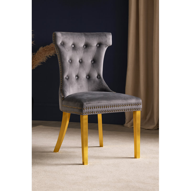 Chaise d'appoint en velours touffeté de 21 po de largeur Jiaruo, Velvet argent
