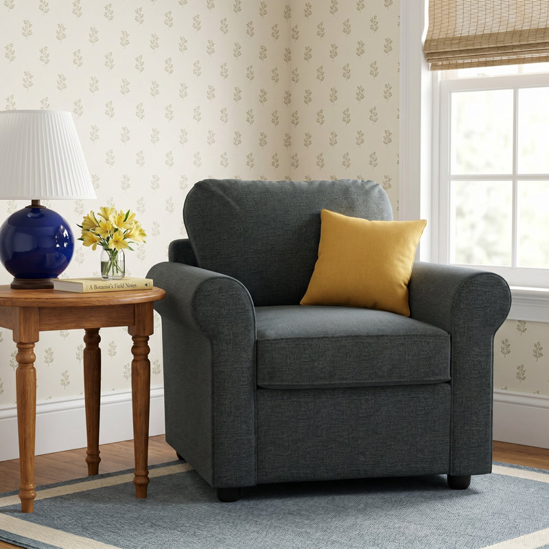 Warrington Upholstered Armchair, Drusky Linen Sustain® Basketweave