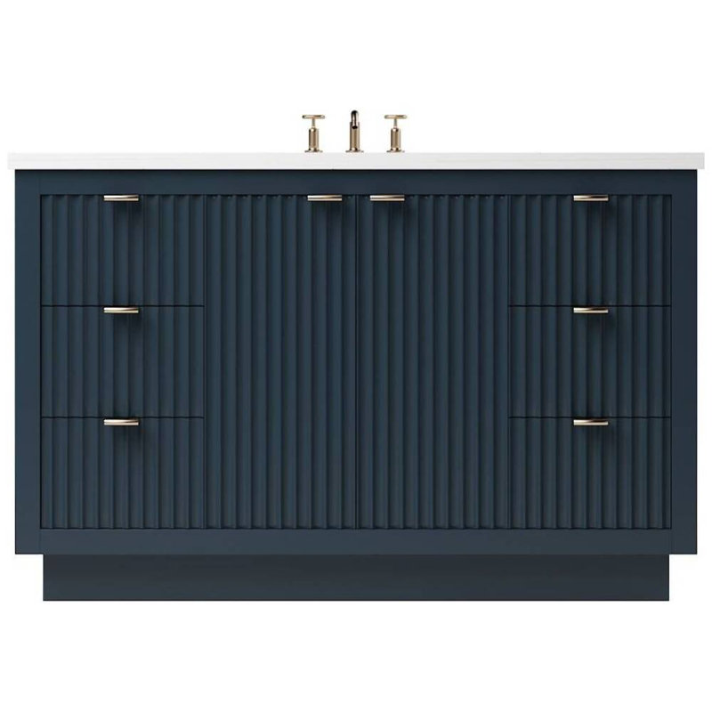 Lecrieú Single Extra Wide Bath Vanity, Hague Blue, 60", Rose Gold