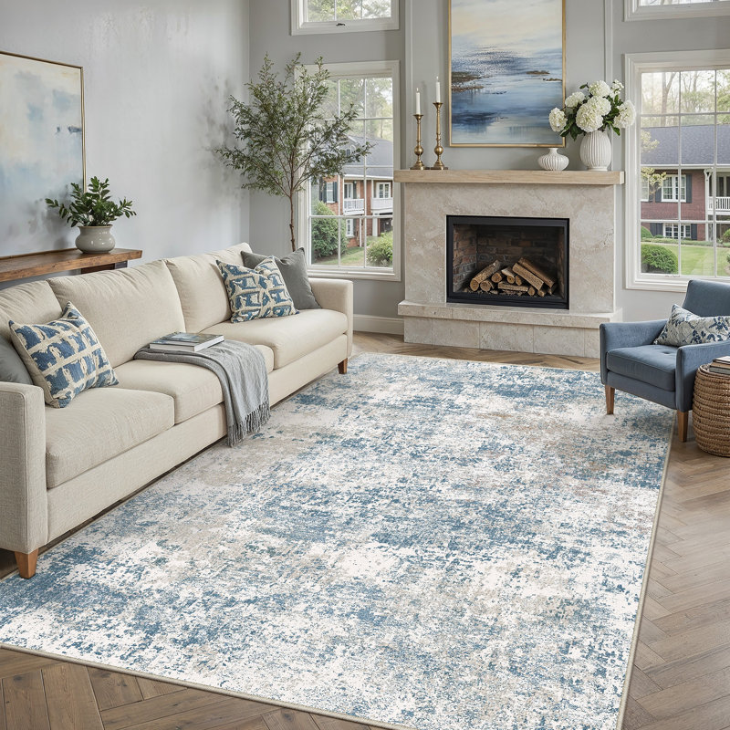Tapis moderne lavable à la machine avec envers antidérapant Wendy, Rectangle 9 pi x 12 pi